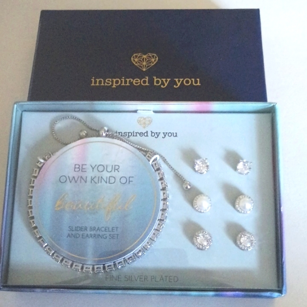 ,NWT inspired by you slider bracelet with three earring